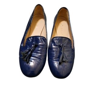 Le Mie Ballerine patent blue leather loafer with tassel sz 8